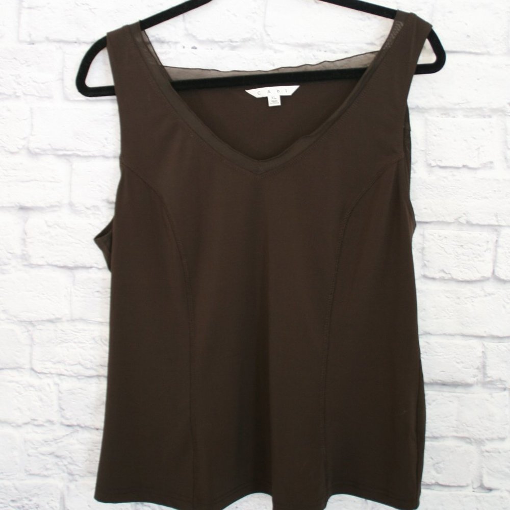 CAbi Dark Brown Tank w/ Net Trim Size XL